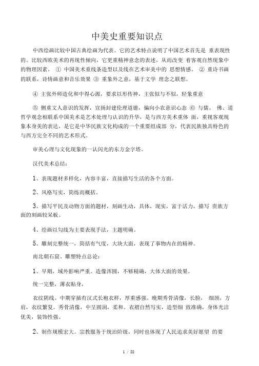 中外美术史重要知识点考试复习整理