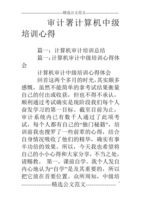 审计署计算机中级培训心得