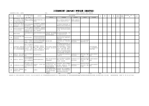 工艺危害分析(JHA+LEC)评价记录(高处作业)