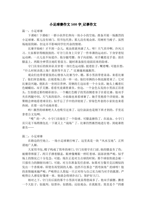 小足球赛作文500字_记事作文