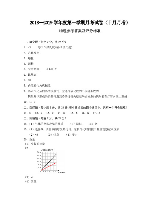 2018-19九年级十月月考物理答案(已排)