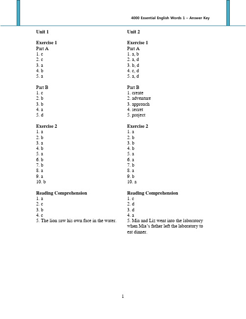 4000 Essential English Words 1_Answer Key