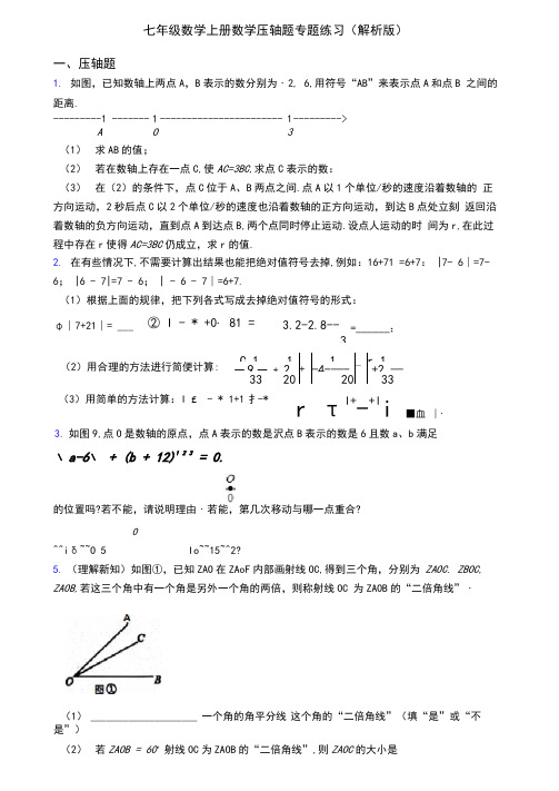 七年级数学上册数学压轴题专题练习(解析版)