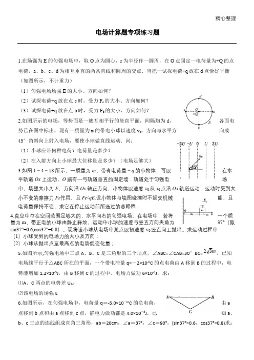 电场计算题专题训练