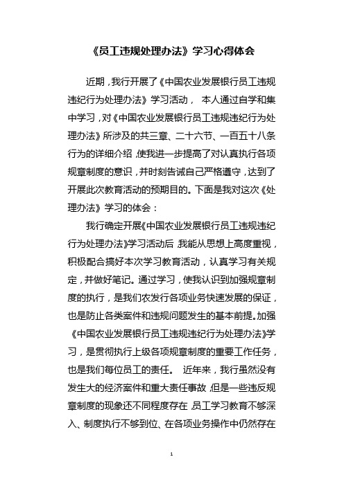 员工违规处理办法学习心得体会