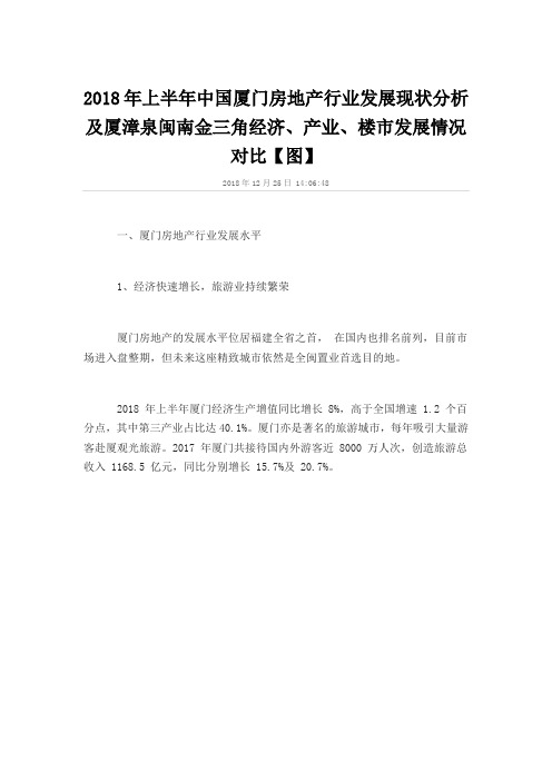 2018年上半年中国厦门房地产行业发展现状分析及厦漳泉闽南金三角经济