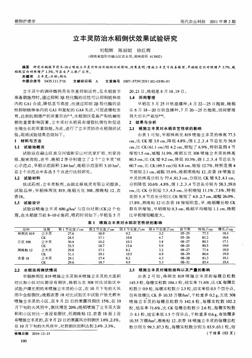 立丰灵防治水稻倒伏效果试验研究