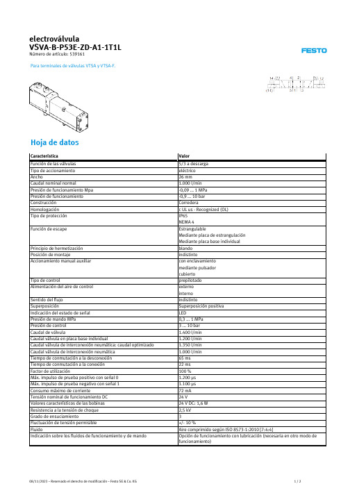 Festo VSVA-B-P53E-ZD-A1-1T1L电磁阀说明书