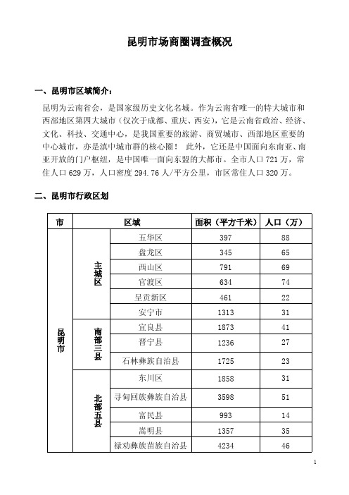 昆明市场商圈调查概况