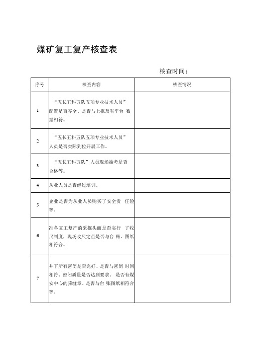 复工复产回头查检查表