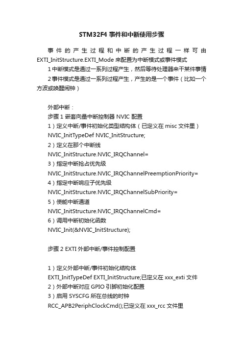 STM32F4事件和中断使用步骤