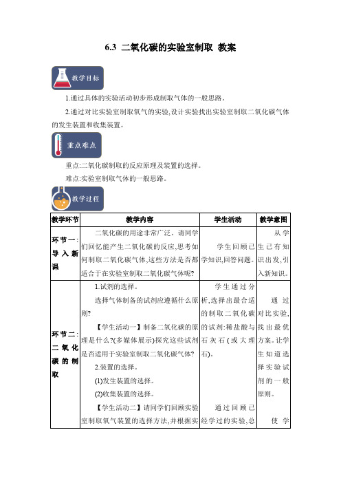 6.3 二氧化碳的实验室制取 教案1