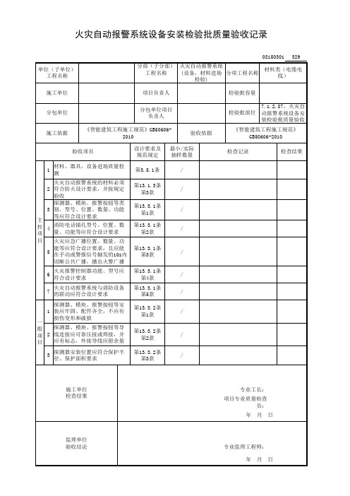 7.1.2.87、火灾自动报警系统设备安装检验批质量验收记录