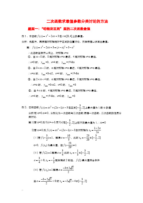 二次函数求最值参数分类讨论的方法