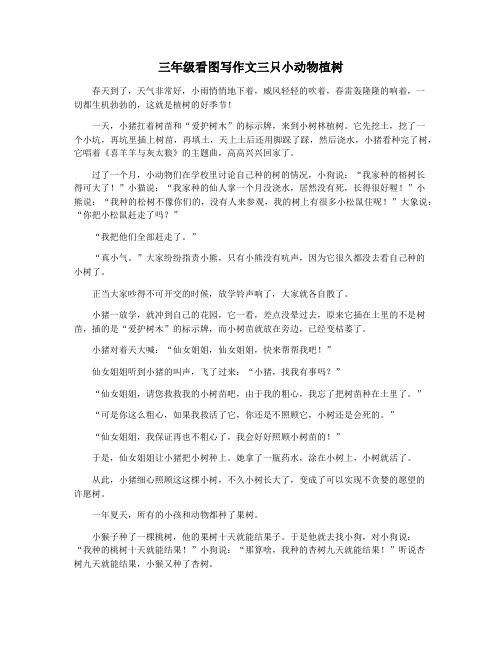 三年级看图写作文三只小动物植树