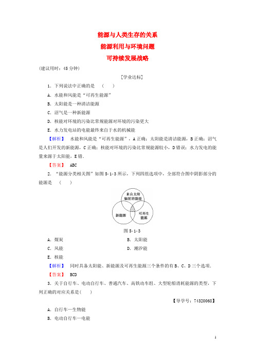 高中物理第5章能源与可持续发展1能源与人类生存的关系2能源利用与环境问题3可持续发展战略学业分层测评教科