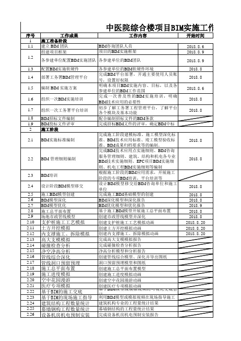 XX项目BIM实施工作计划