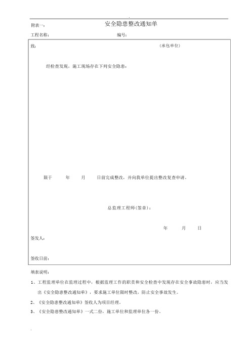 安全隐患整改通知书