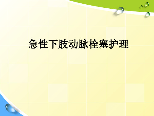 急性下肢动脉栓塞护理ppt课件