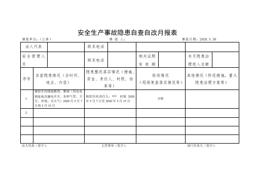 3安全生产事故隐患自查自改月报表(模版)