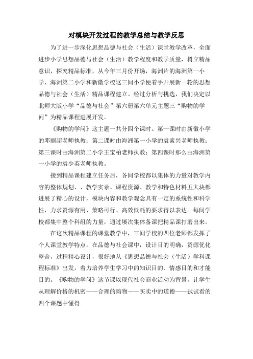 对模块开发过程的教学总结与教学反思