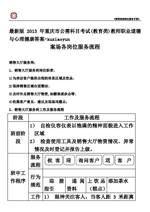 最新版2013年重庆市公需科目考试(教育类)教师职业道德与心理健康答案-xuxiaoyun