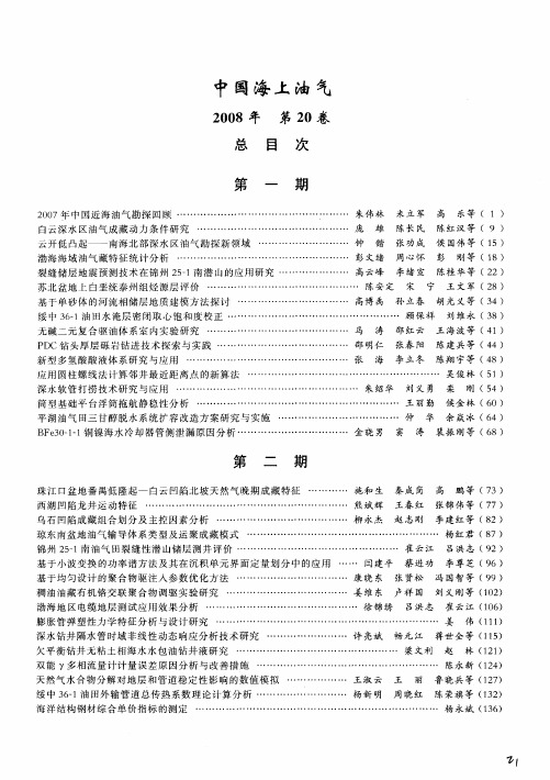 中国海上油气 2008年 第20卷 总目次