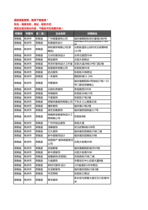 新版湖南省株洲市茶陵县装修公司企业公司商家户名录单联系方式地址大全30家