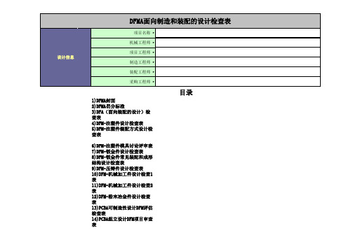 DFMA产品可制造和装配设计检查表汇编