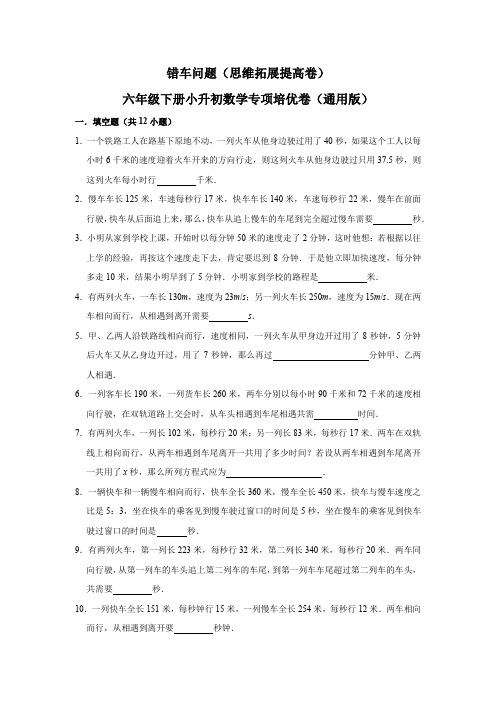 39错车问题(思维拓展专项练习)小升初数学专项培优(通用版含解析)