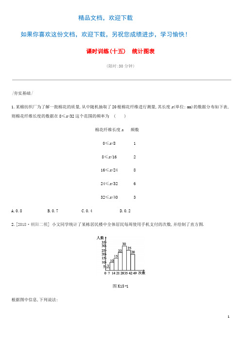 北京市2019年中考数学总复习第四单元统计与概率课时训练15统计图表试题