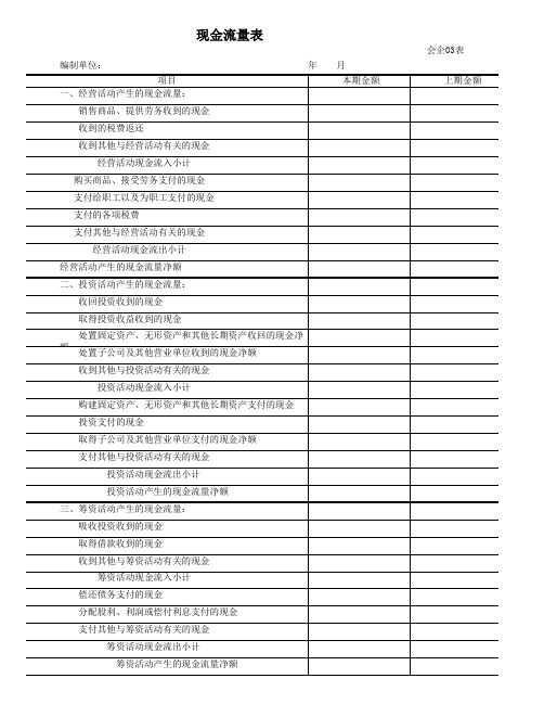 [Excel表格]现金流量表