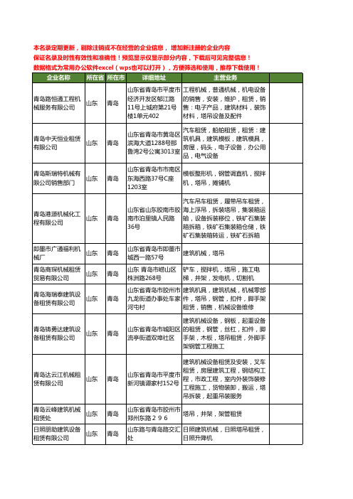 新版山东省青岛塔吊工商企业公司商家名录名单联系方式大全35家