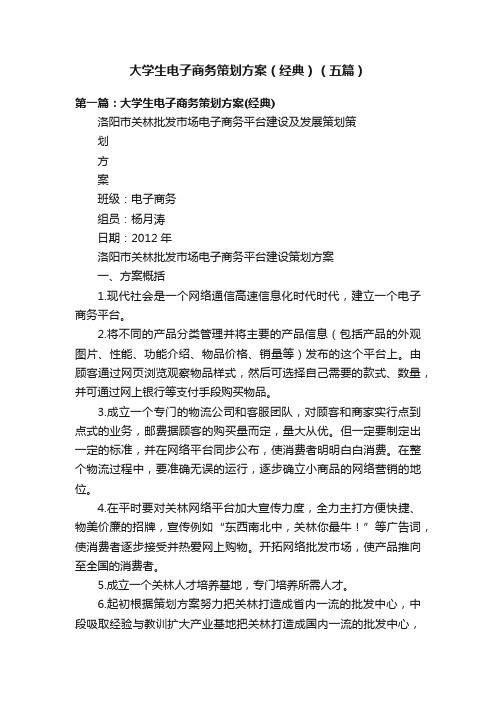 大学生电子商务策划方案（经典）（五篇）