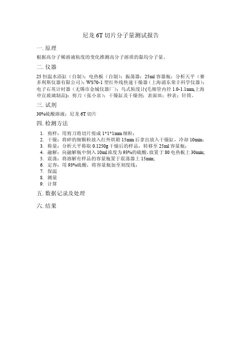 尼龙6T切片分子量测试报告