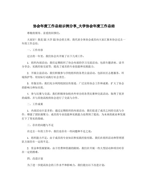 协会年度工作总结示例分享_大学协会年度工作总结