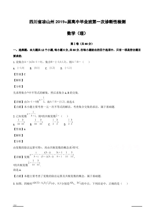 【精品解析】四川省凉山州2019届高三第一次诊断性检测数学(理)试题 (附解析)