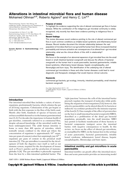 Alterations in intestinal microbial flora and human disease