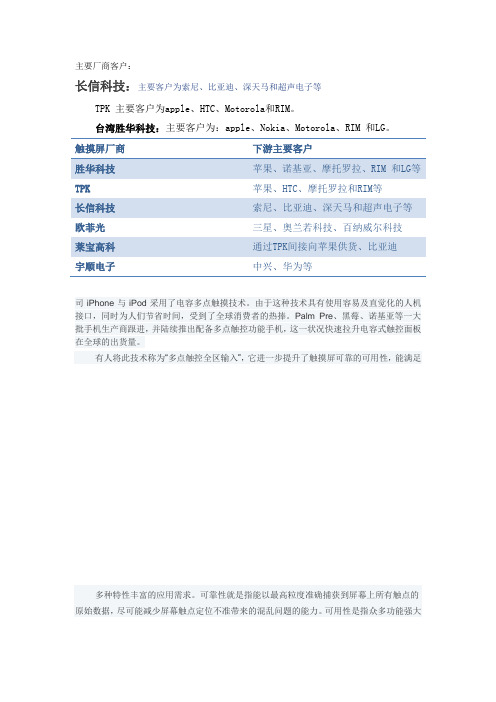 主要厂商客户