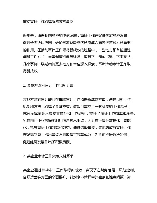 推动审计工作取得新成效的事例