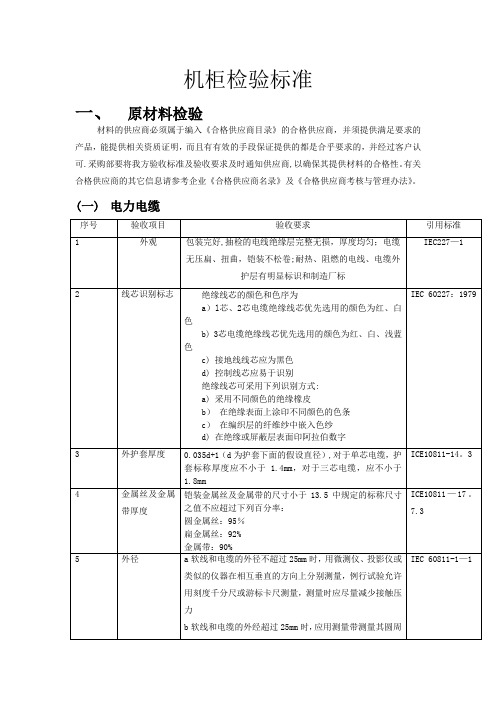 机柜检验标准