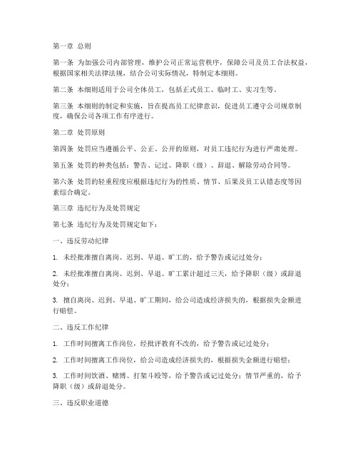 公司管理制度处罚规定细则