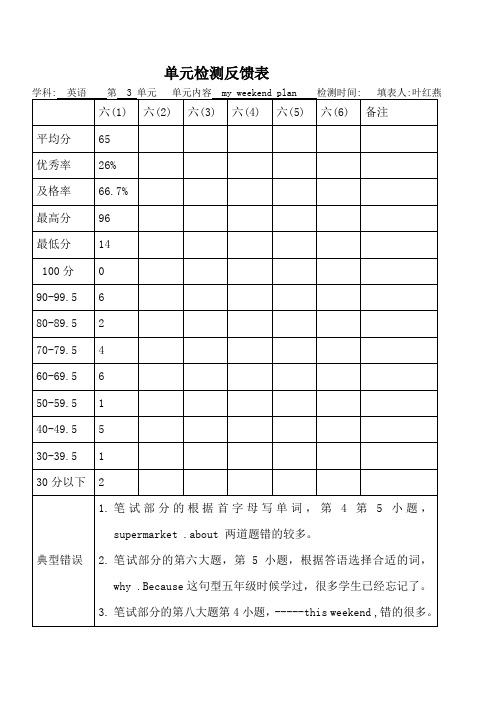 单元检测反馈表3