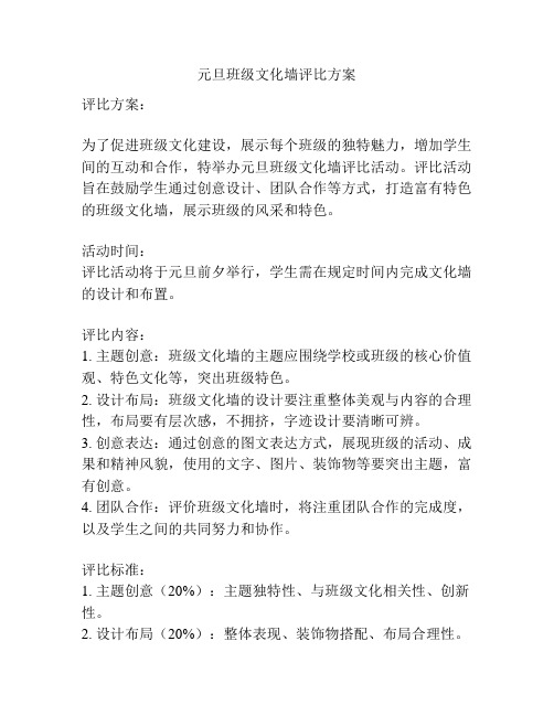 元旦班级文化墙评比方案