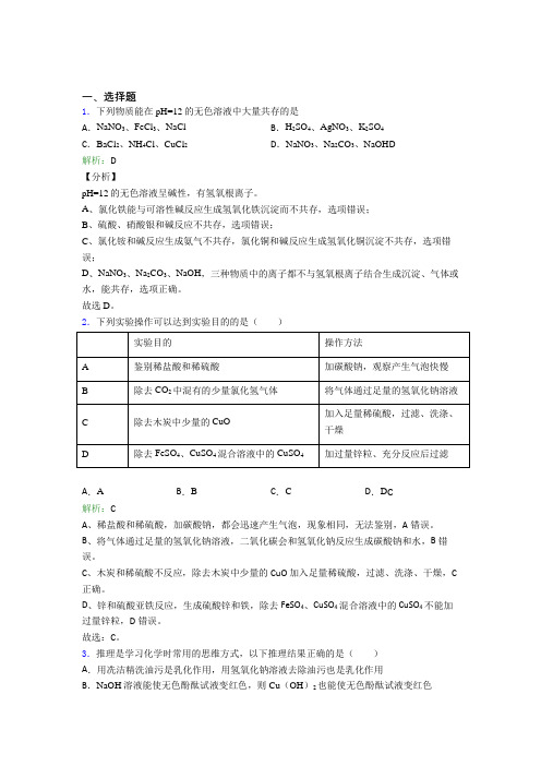 九年级化学下册第十一单元《盐 化肥》经典题(1)