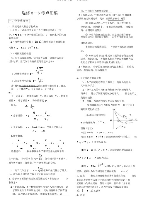 高中物理-选修3-3知识点总结