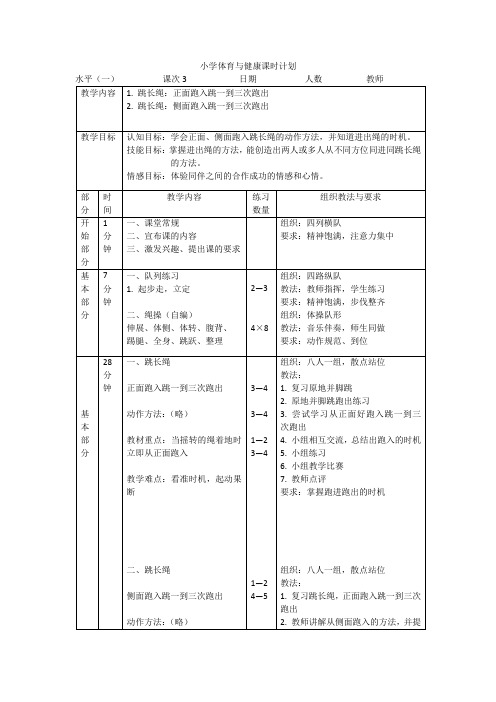 小学体育水平一《跳绳》教案