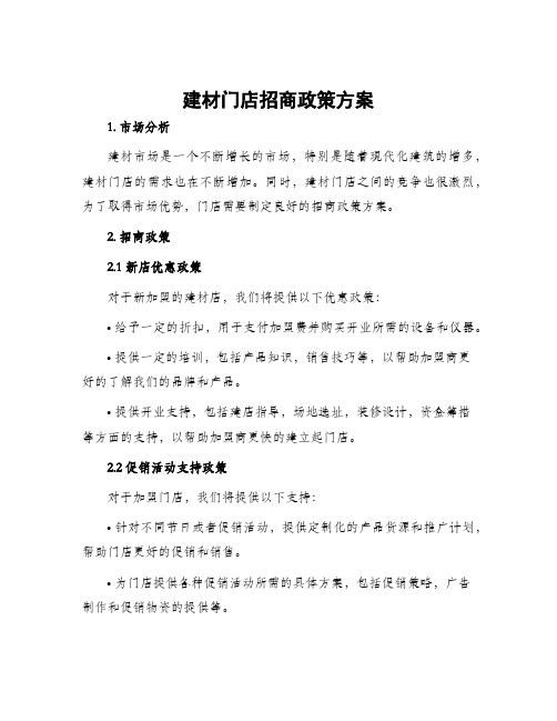 建材门店招商政策方案