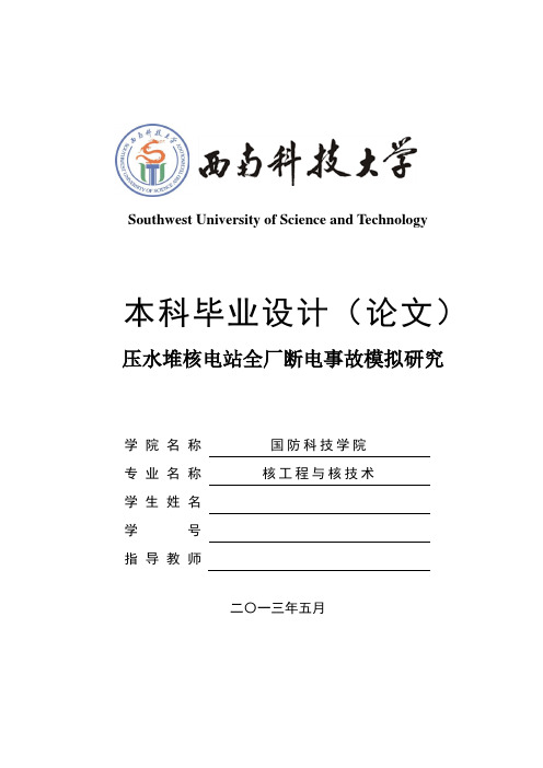 压水堆核电站全厂断电事故模拟研究