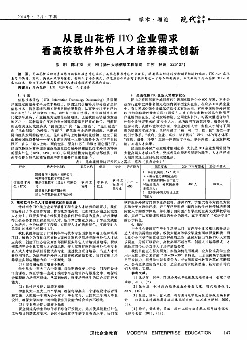 从昆山花桥ITO企业需求看高校软件外包人才培养模式创新